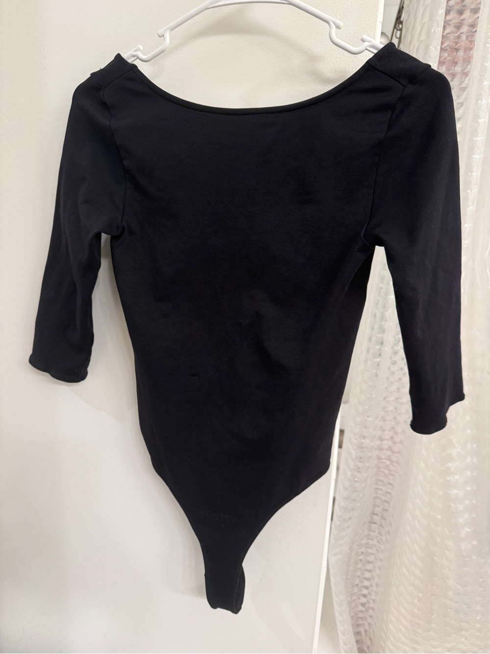 Theory Black Scoop-Neck Three-Quarter Sleeve Bodysuit